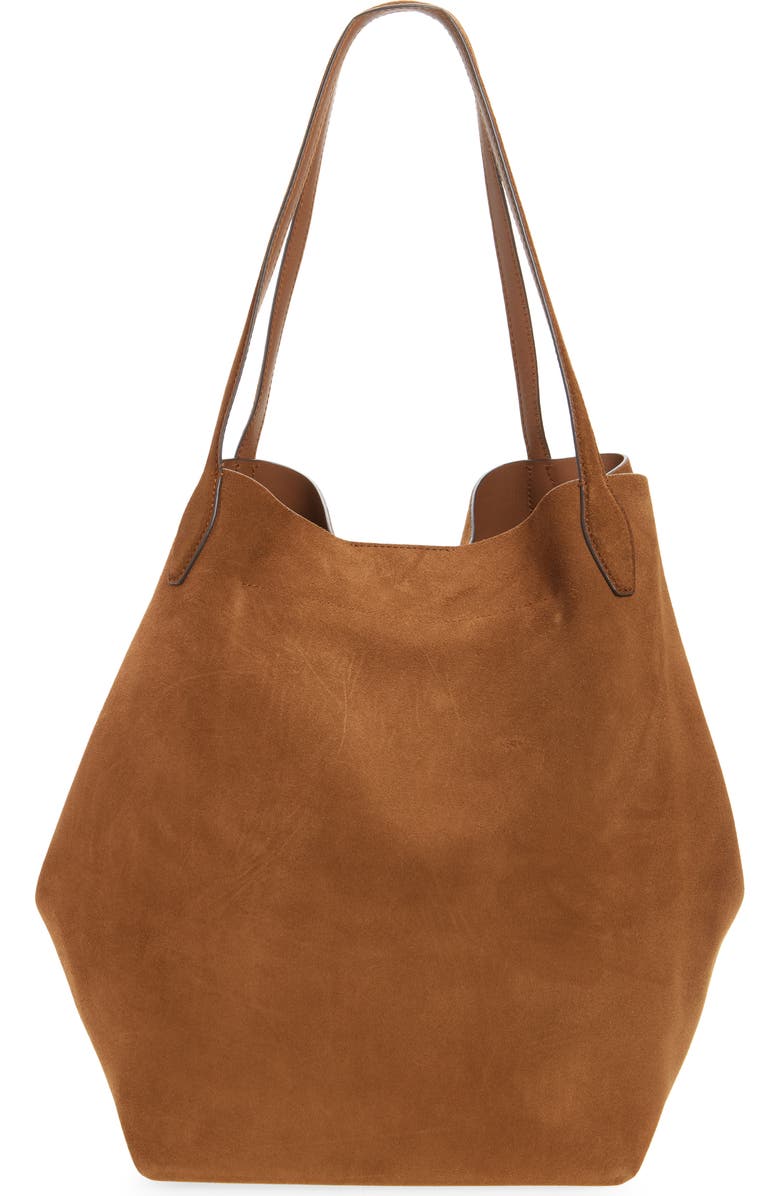 Madewell Oversize Suede Shopper, Alternate, color, Dried Acorn