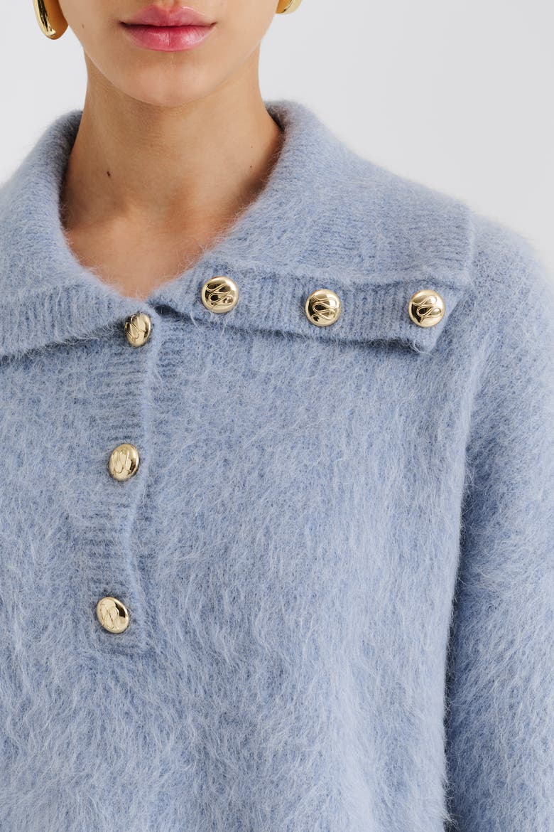 Yselle Long Sleeve Collared Sweater, Alternate, color, Blue