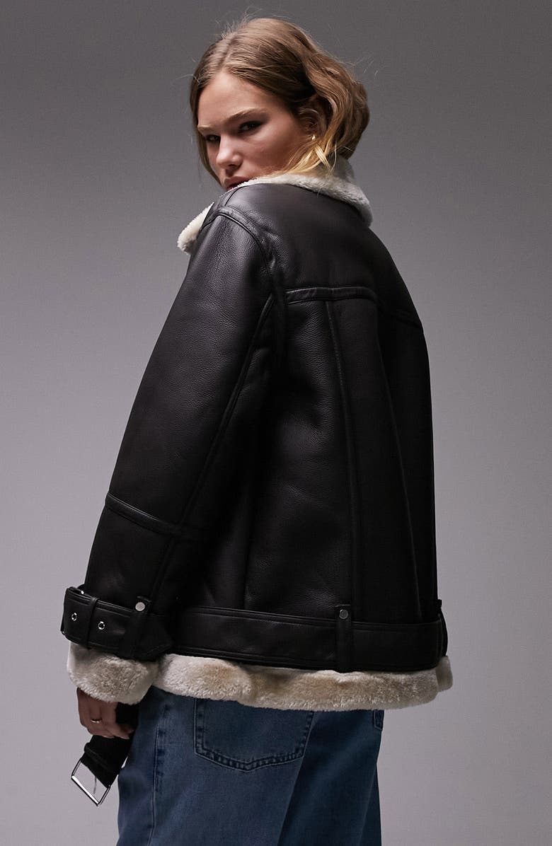 Faux Leather and Sheer Jacket Top