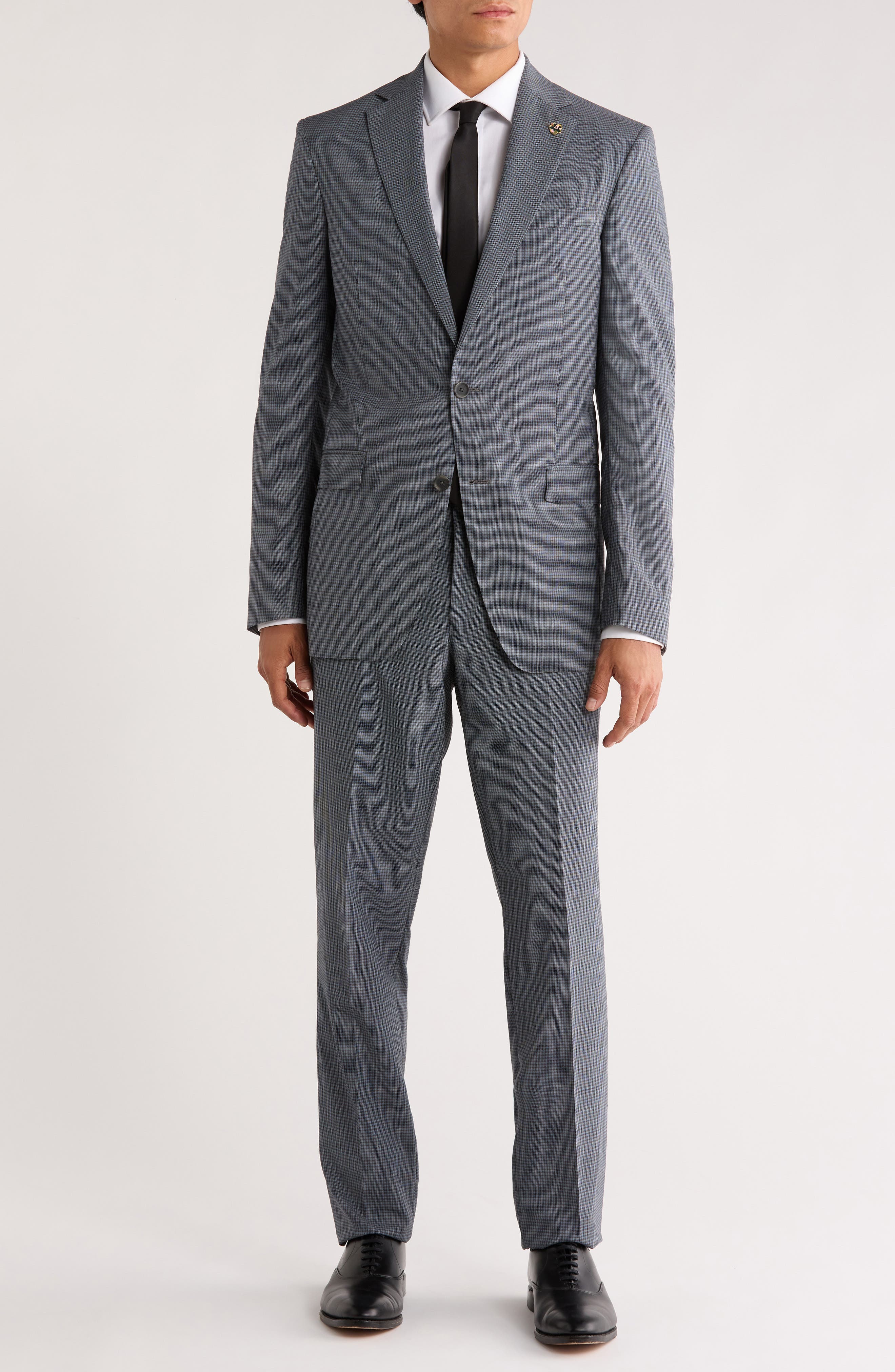 No Ordinary Joe by Ted Baker Jake Grey Gingham Wool Suit