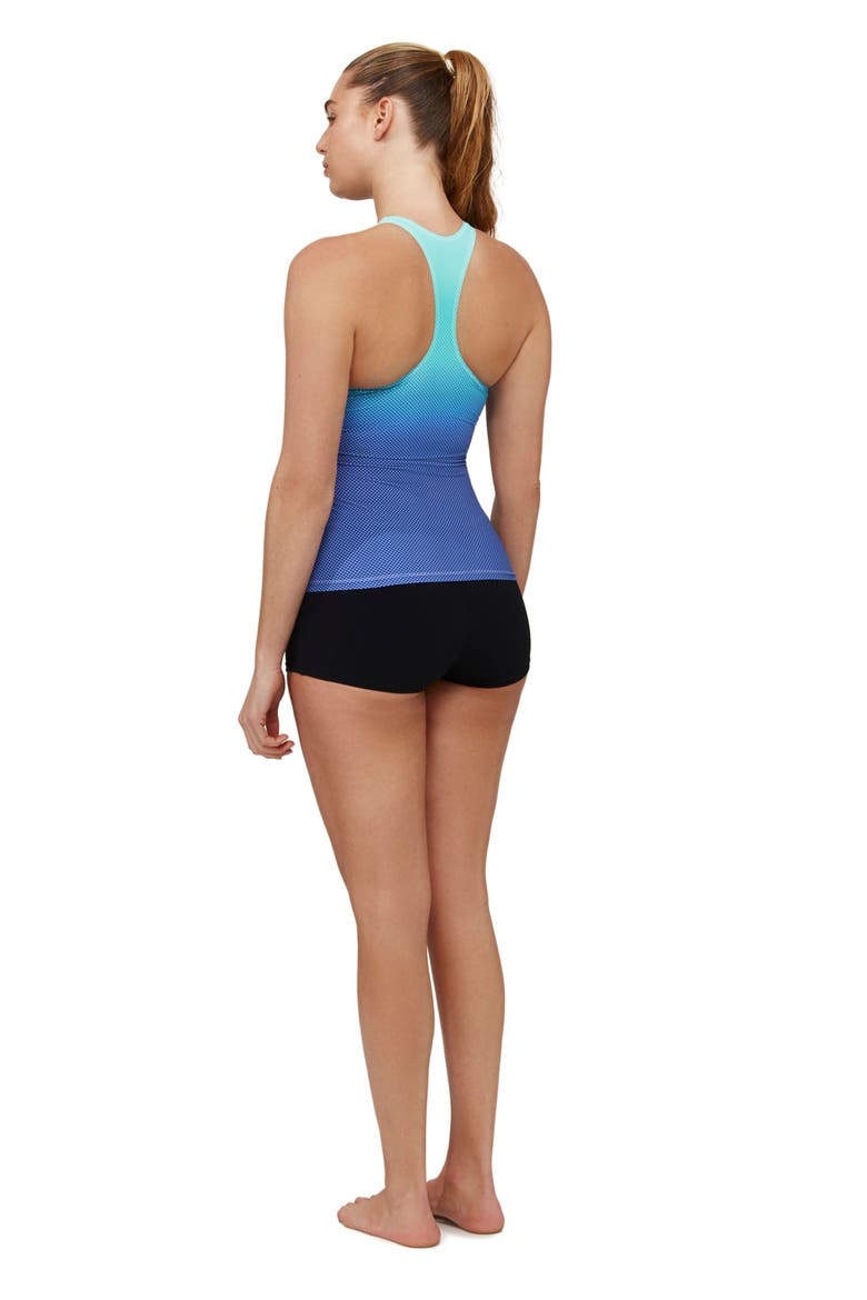 Nixie High Neck Tankini Top, Alternate, color, Multi-Green