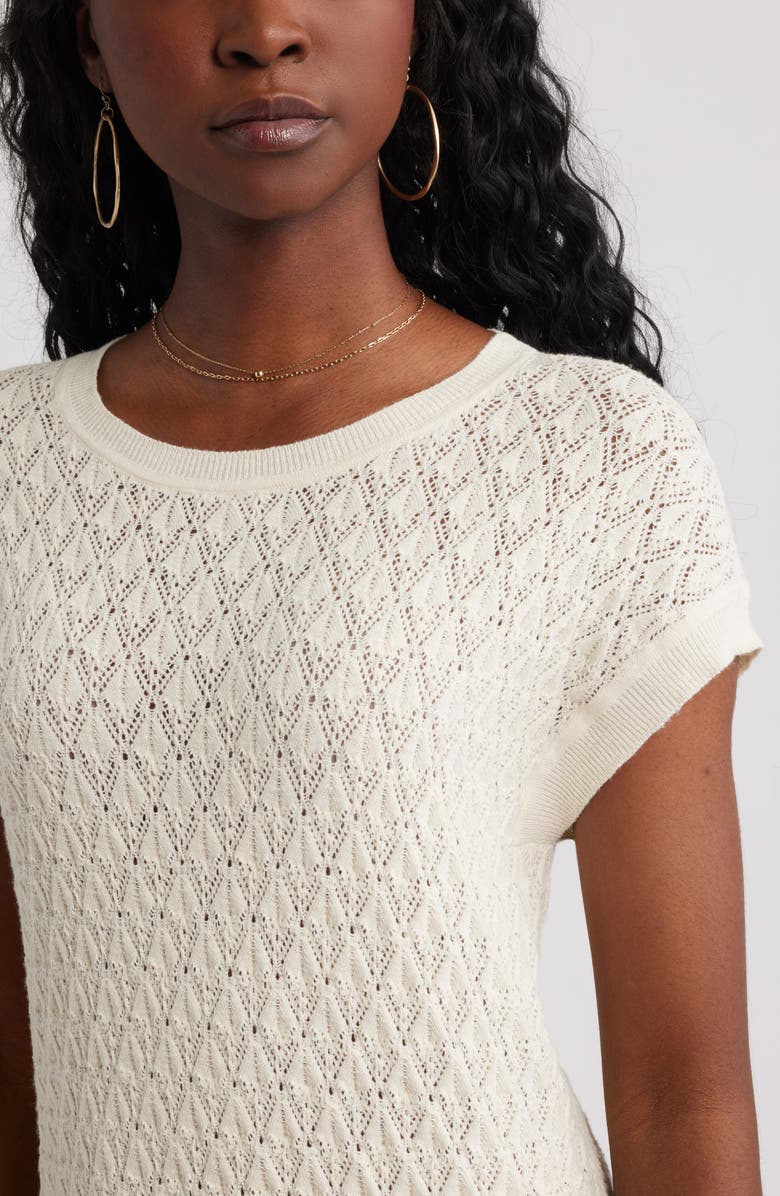 Treasure & Bond Pointelle Midi Sweater Dress, Alternate, color, Ivory Dove