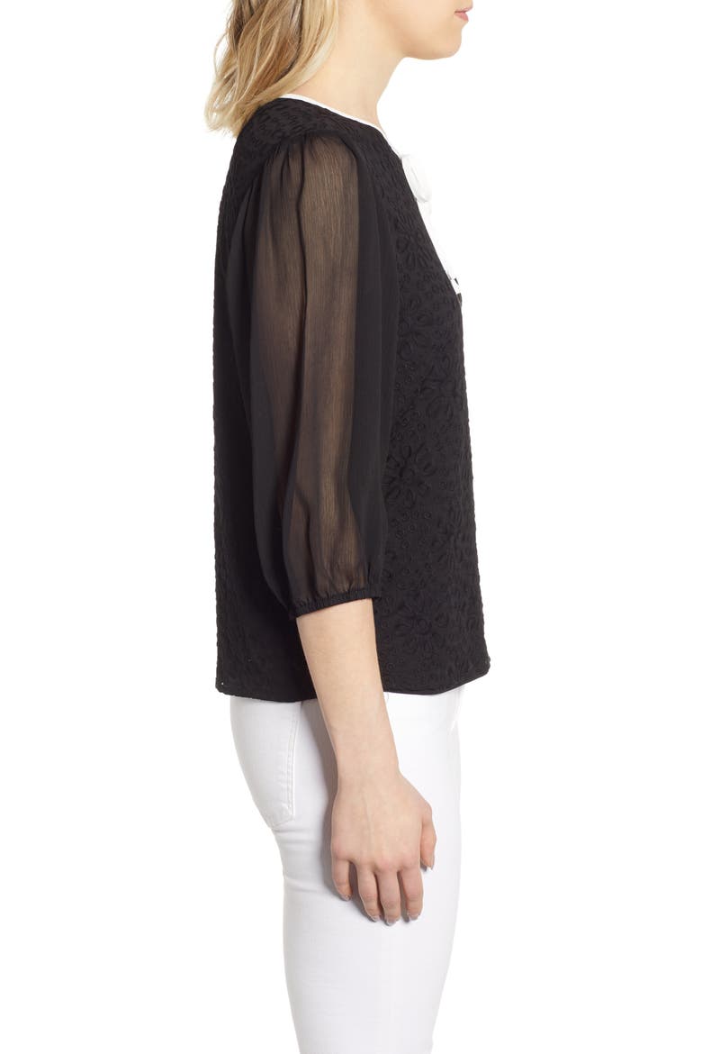 Tie Neck Blouse, Alternate, color, RICH BLACK