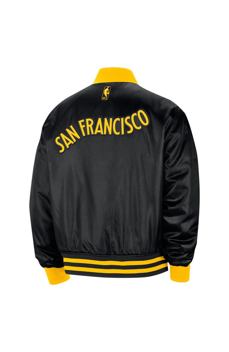 Nike Men's Nike Black Golden State Warriors 2023/24 City Edition Courtside Premier Full-Snap Bomber Jacket, Alternate, color,