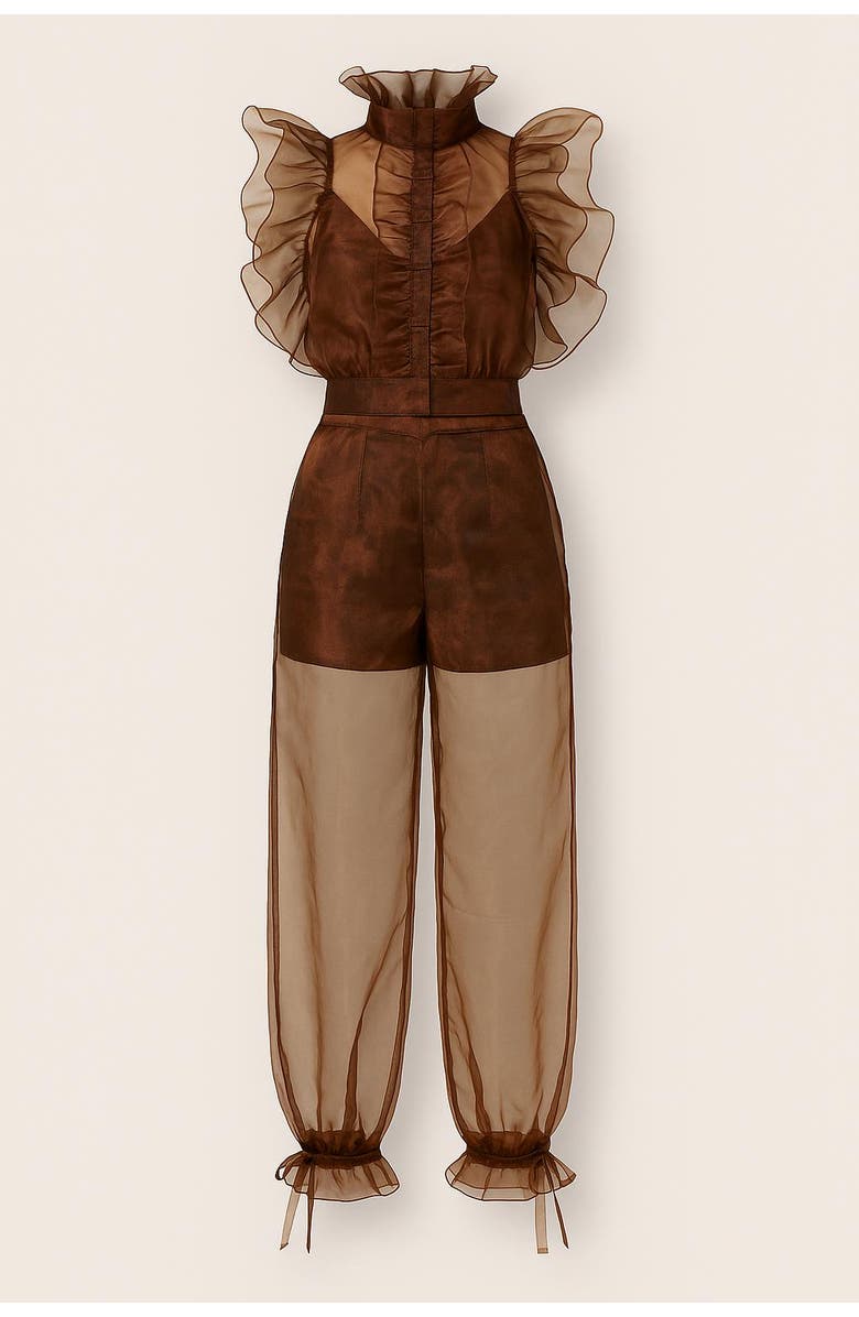 San Malo Sheer Organza Pants, Alternate, color, Brown