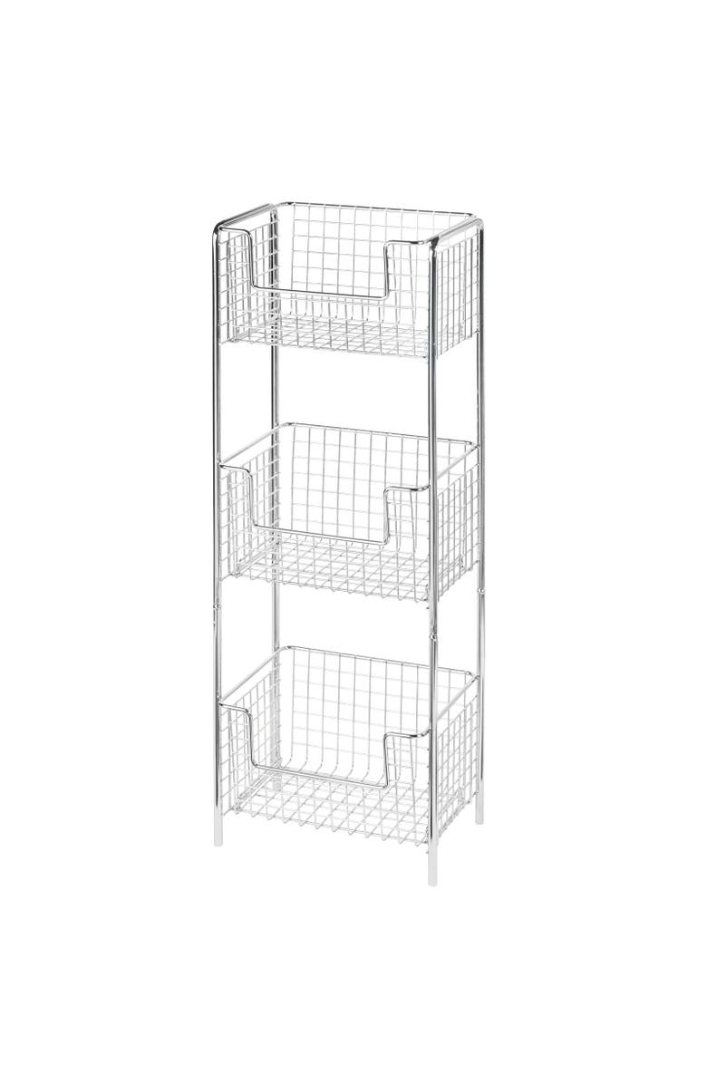 mDesign Steel Freestanding 3-Tier Storage Organizer Tower Rack - Chrome, Alternate, color, Chrome