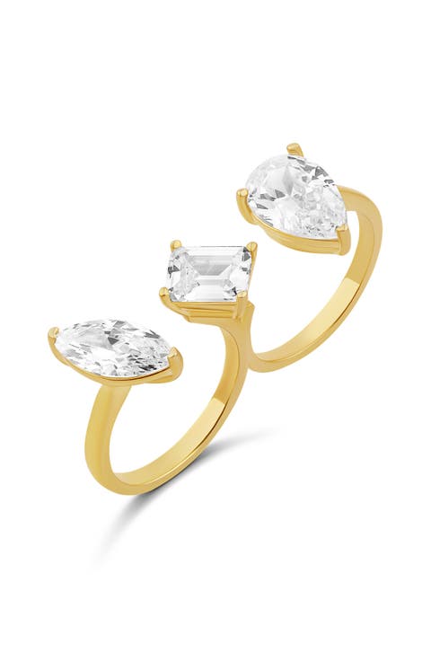 Cubic Zirconia Two-Finger Ring