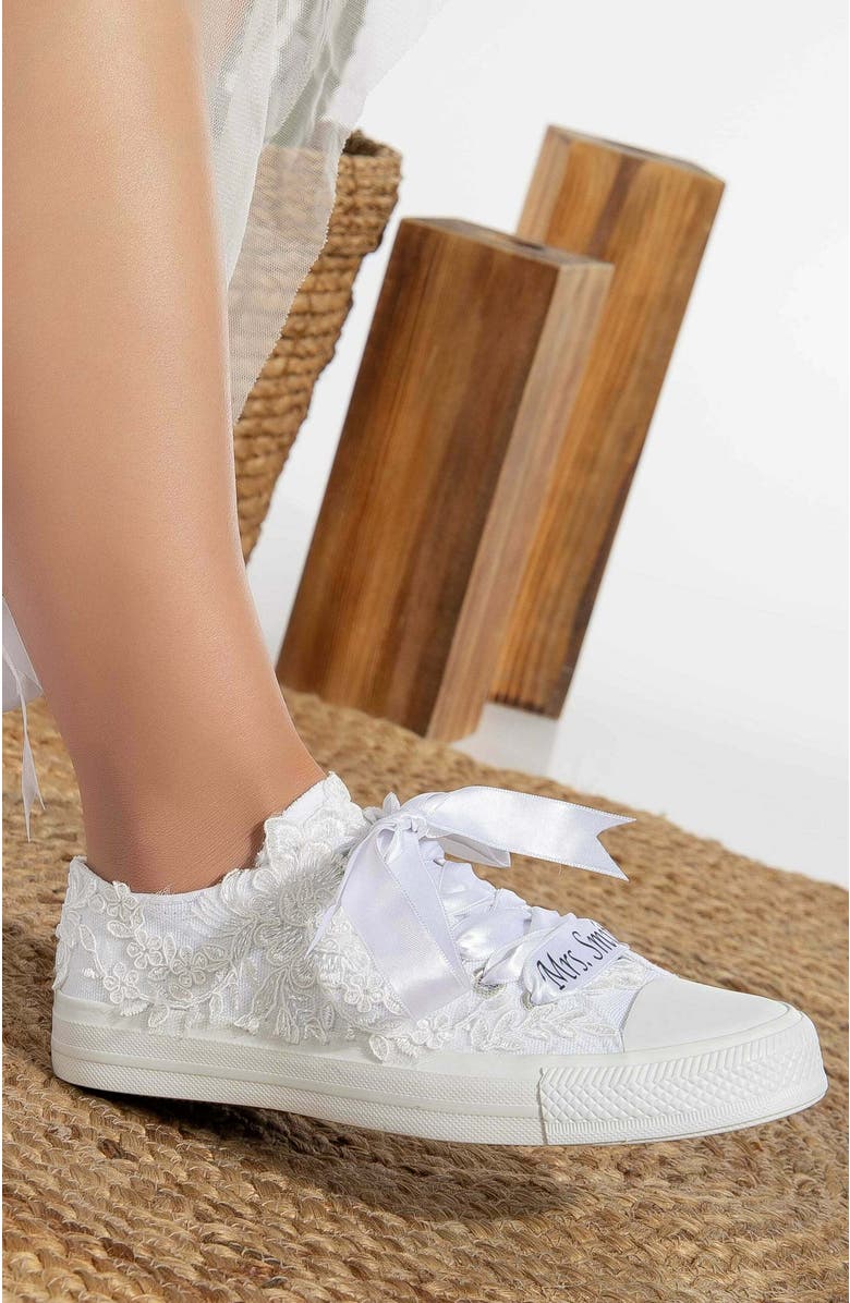 Forever & Always Shoes Belle Lace White Bridal Sneakers, Alternate, color, White