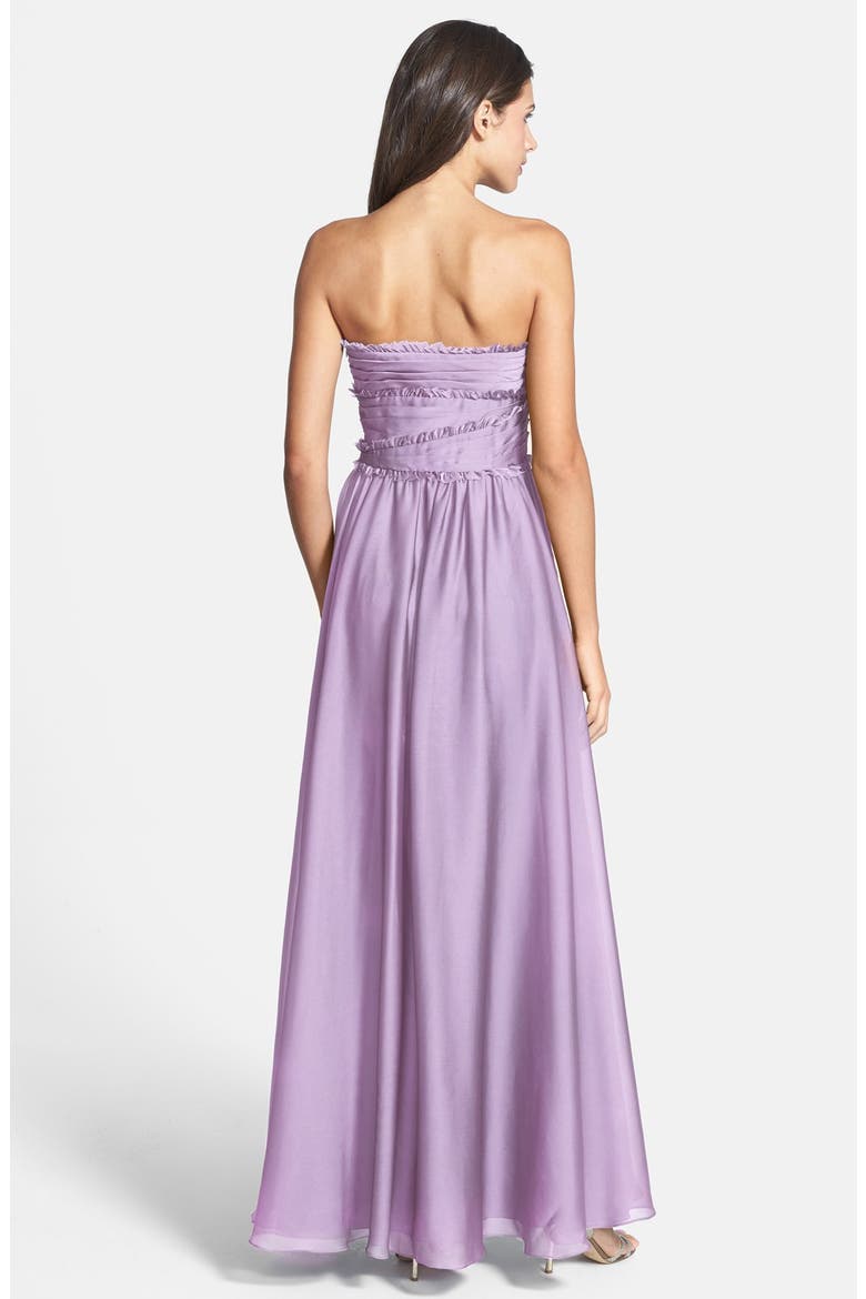 ML Monique Lhuillier Bridesmaids Strapless Chiffon Gown (Nordstrom Exclusive), Alternate, color, LILAC