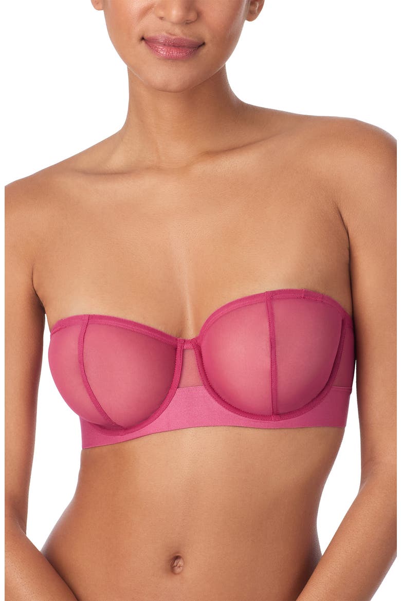 Sheers Strapless Underwire Bra, Alternate, color, DARK ROSE