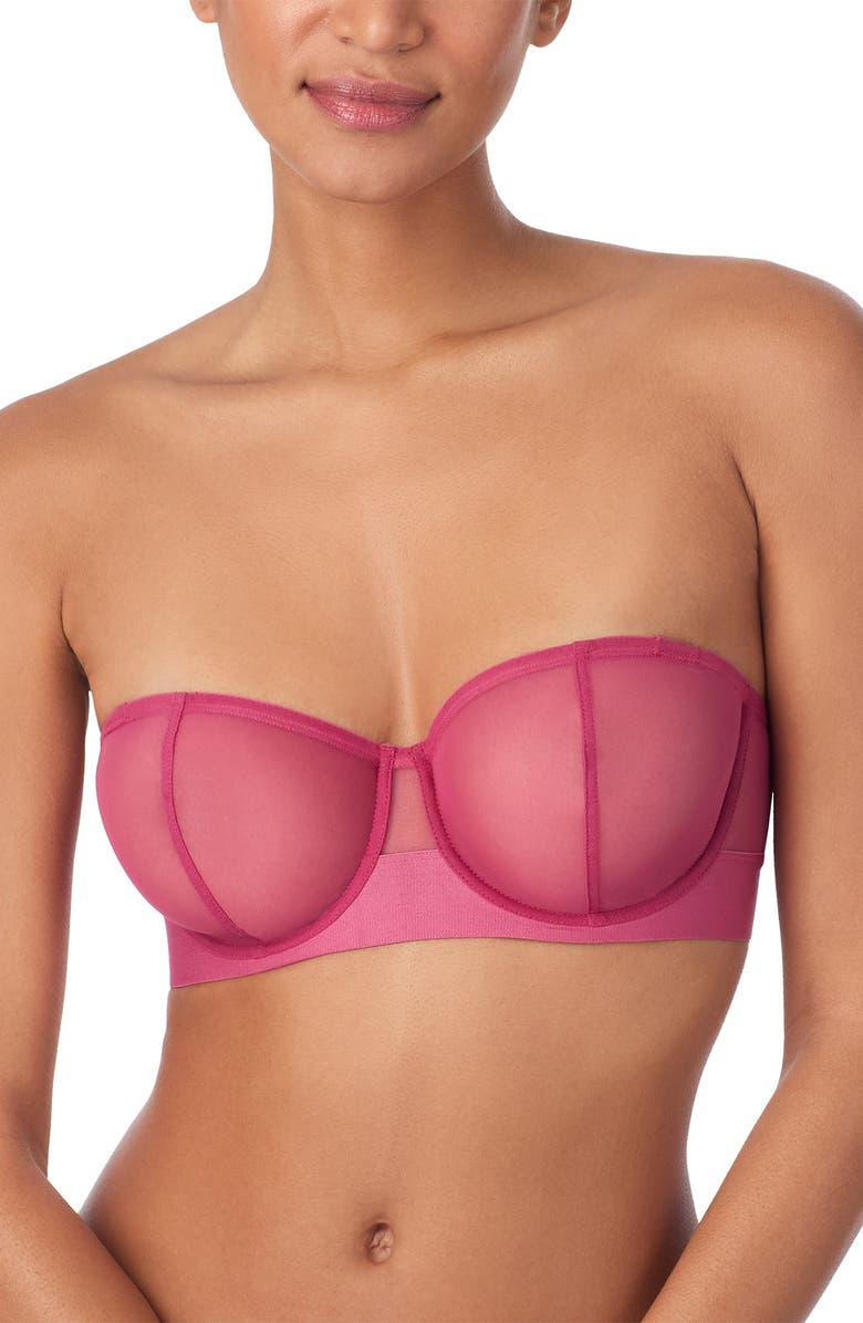 DKNY Sheers Strapless Underwire Bra, Alternate, color, Dark Rose