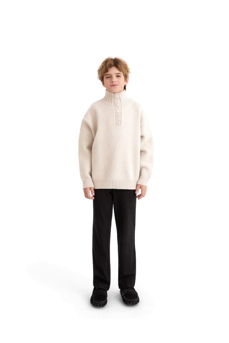 Button-Up Ribbed Sweater, Alternate, color, Beige