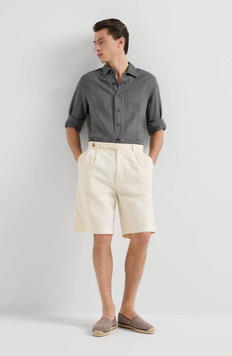 Brunello Cucinelli Bermuda shorts with pleats, Alternate, color, Off-White