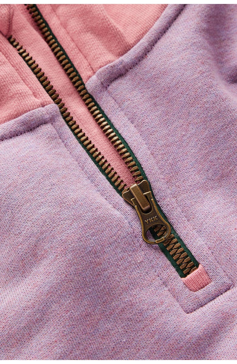 Mini Boden Kids' Colorblock Half Zip Sweatshirt Dress, Alternate, color, Colour Block Marl