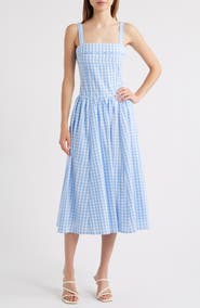 MOON RIVER Cotton Gingham Dress