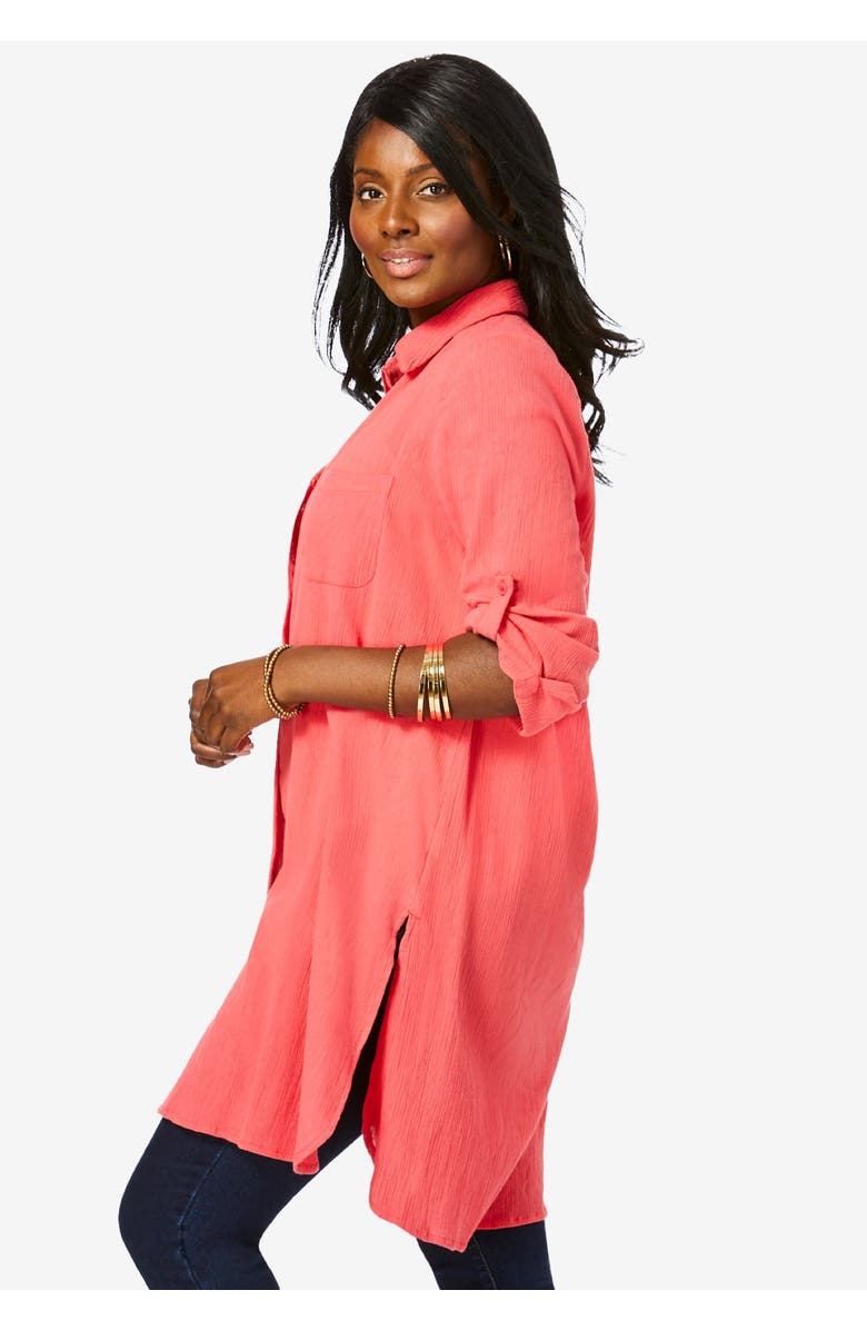 Jessica London Gauze Mega Tunic, Alternate, color, Black