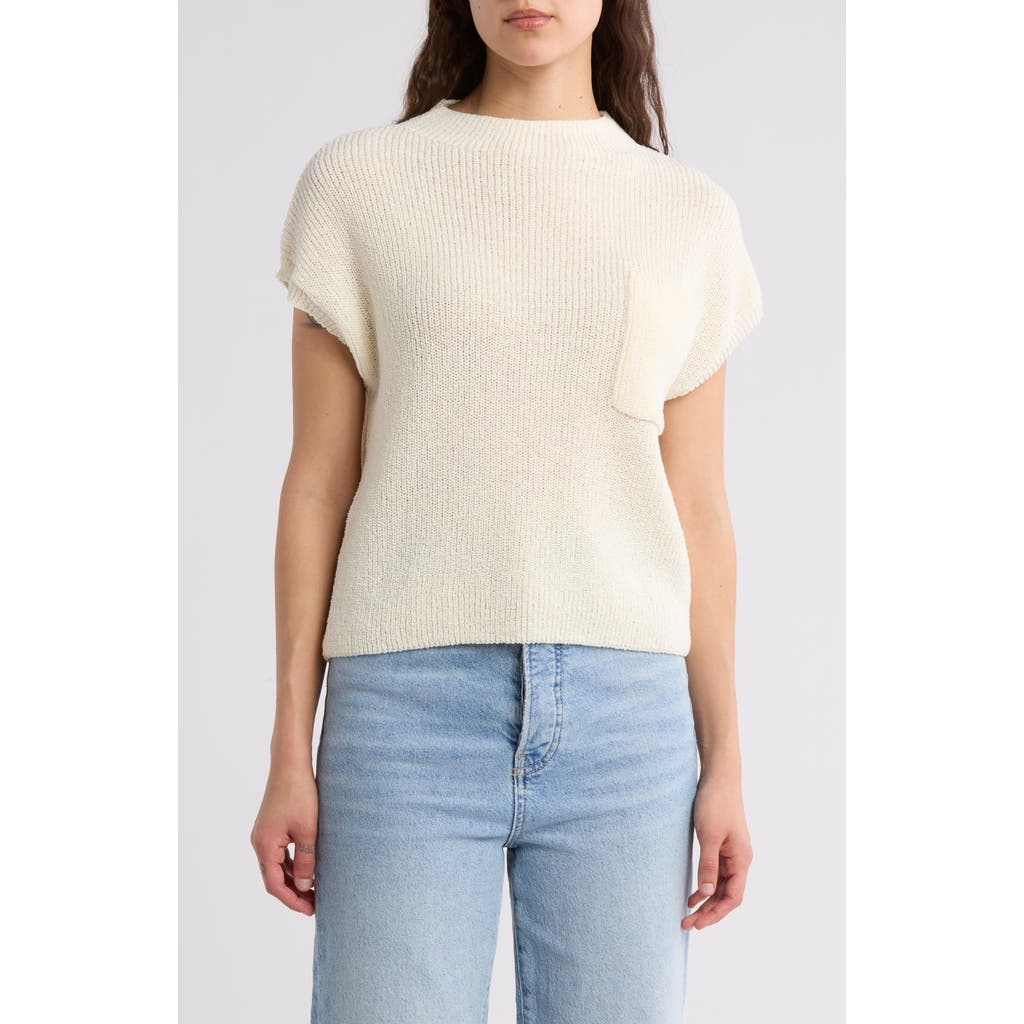 BLU PEPPER BLU PEPPER MOCK NECK CAP SLEEVE RIBBED SWEATER
