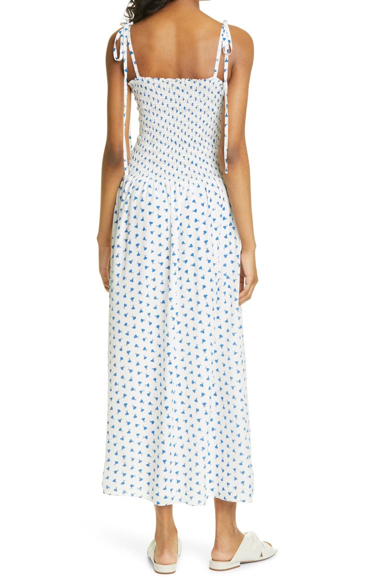 Emmy Floral Silk Sundress, Alternate, color, SNOW COMBO