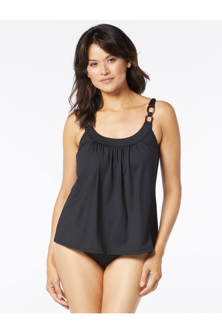 Ultra Fit Bra Sized Underwire Tankini Swim Top - C-Cup, Main, color, Cast-Black