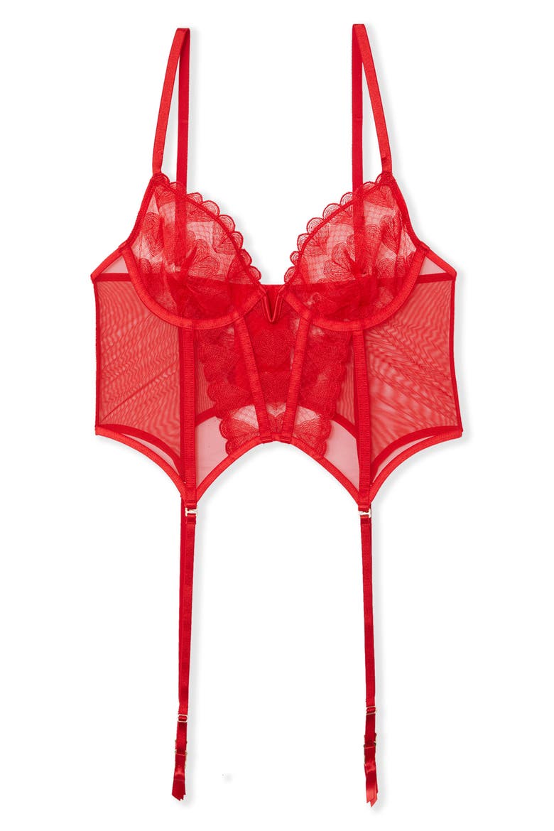Desir Heart Embroidered Bustier, Alternate, color, RED