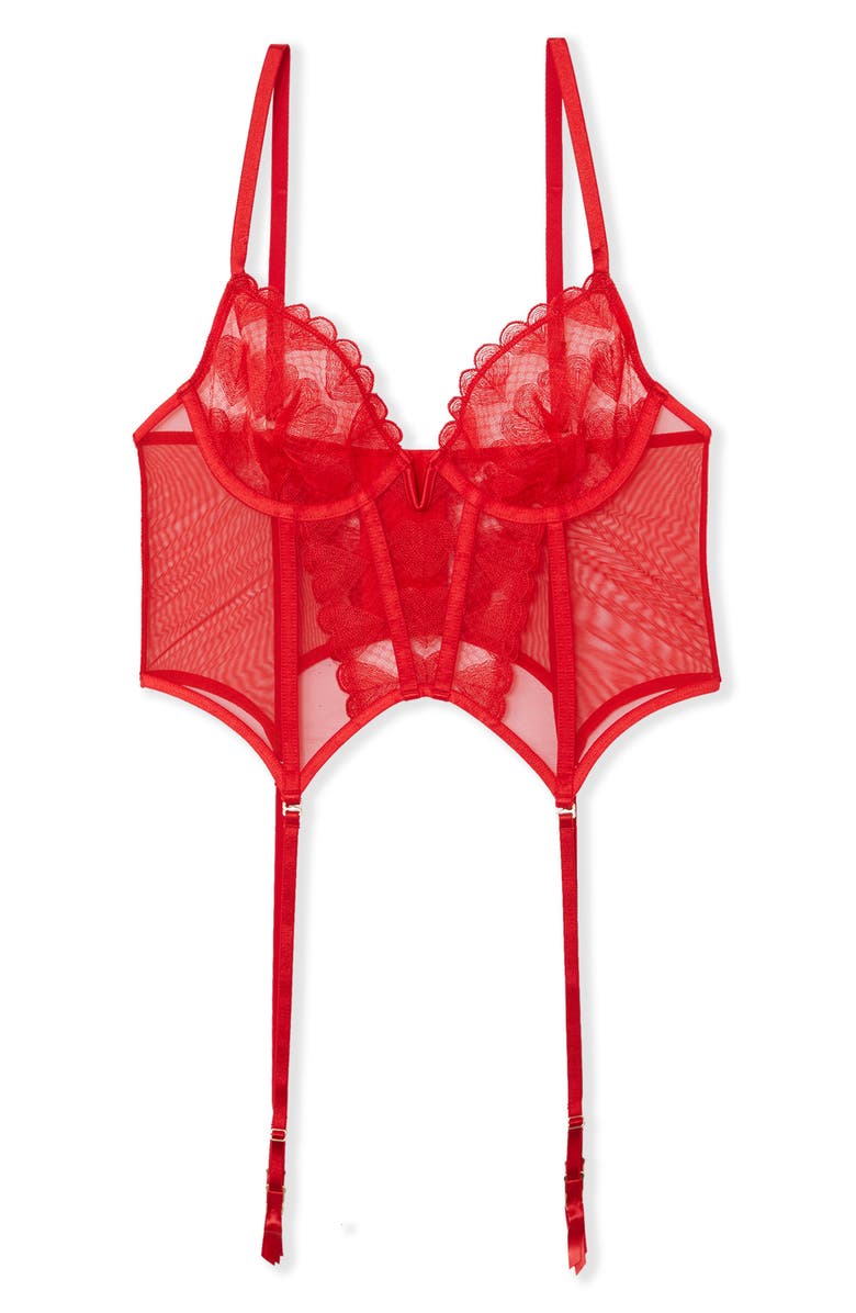 Etam Desir Heart Embroidered Bustier, Alternate, color, Red