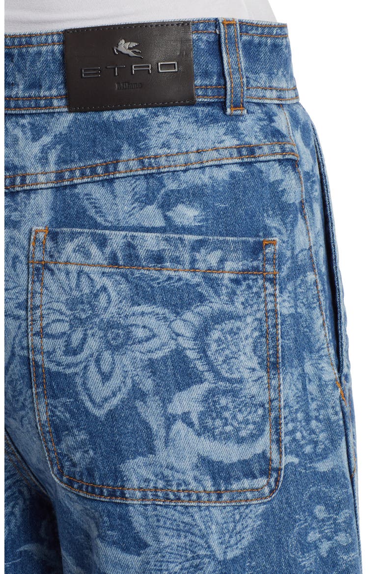 Dancer Floral Print Wide Leg Jeans, Alternate, color, BLUE