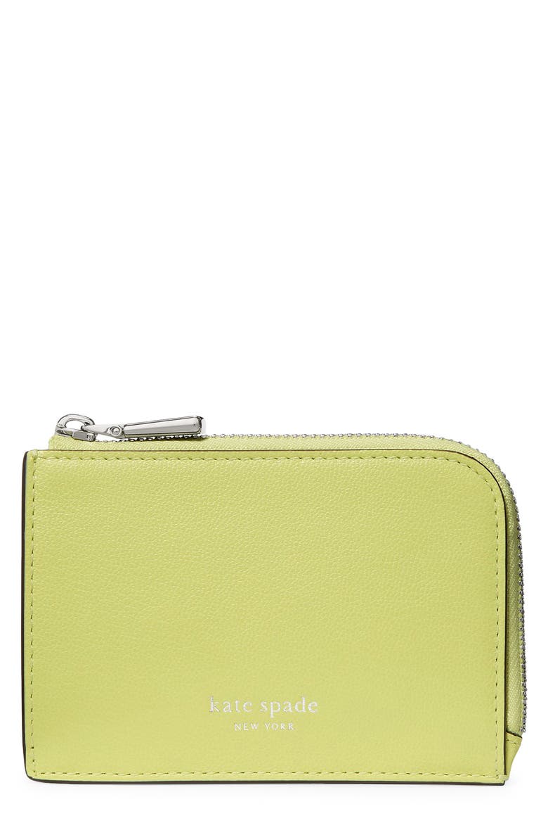 mini smooth leather zip card case, Main, color, BOSC PEAR