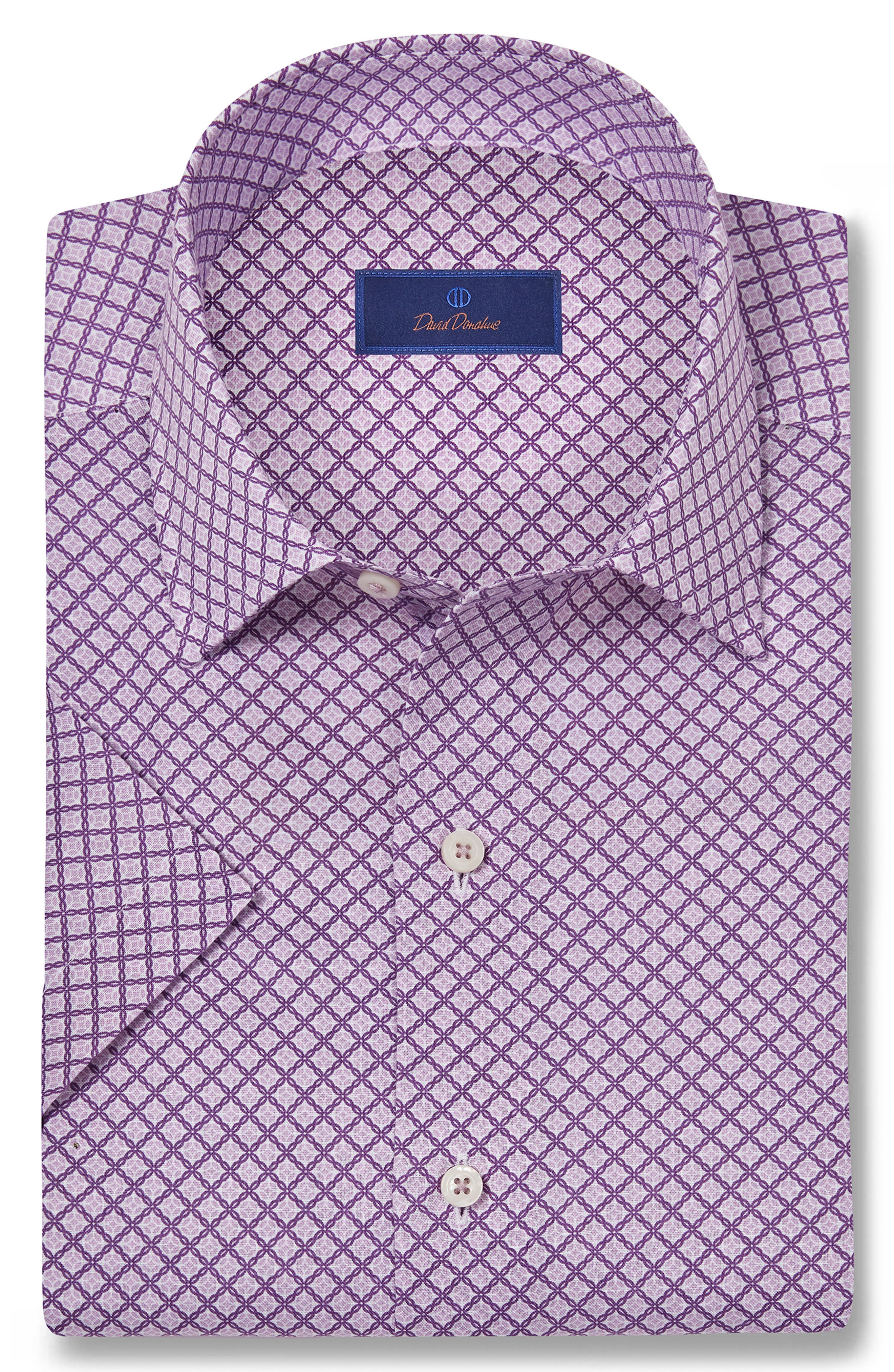David Donahue Linen &amp; Cotton Short Sleeve Sport Shirt