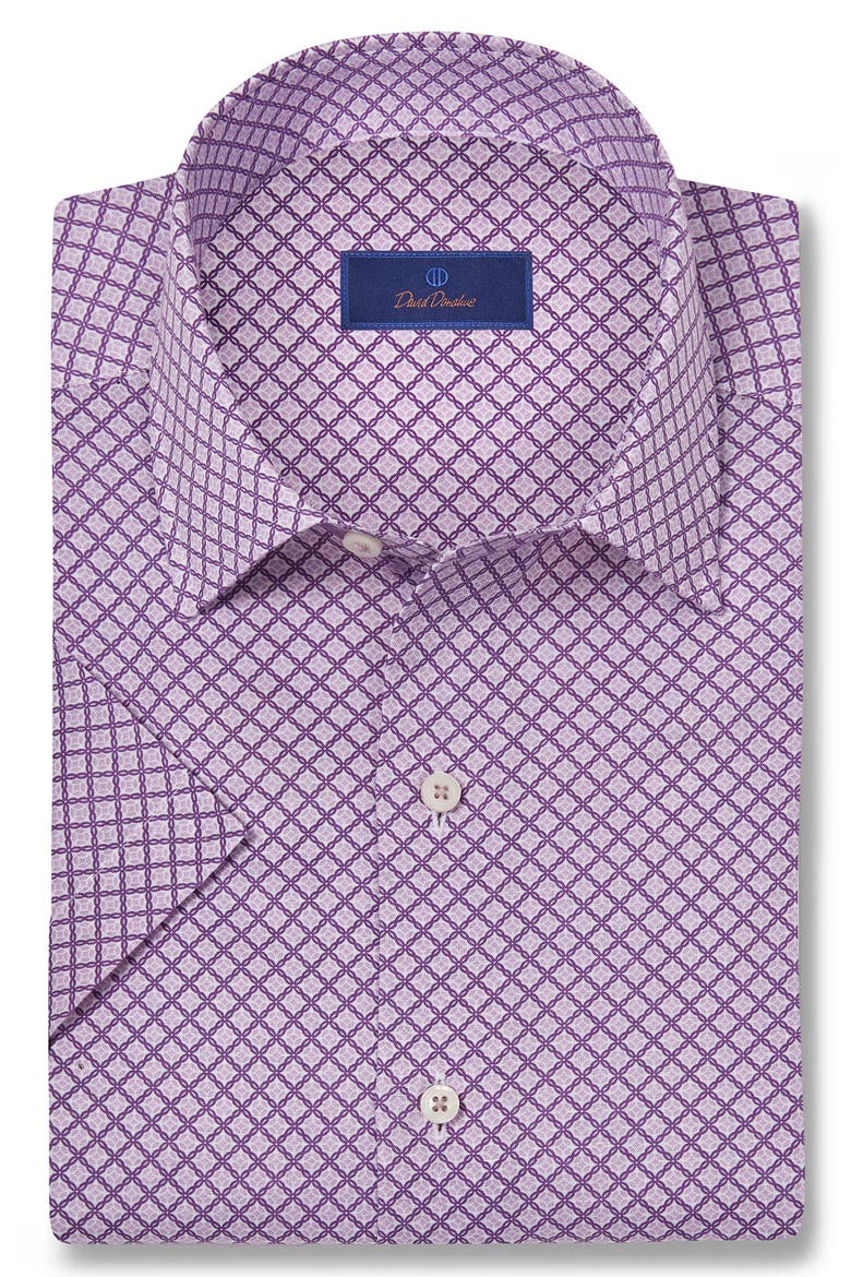 Linen & Cotton Short Sleeve Sport Shirt, Main, color, LILAC