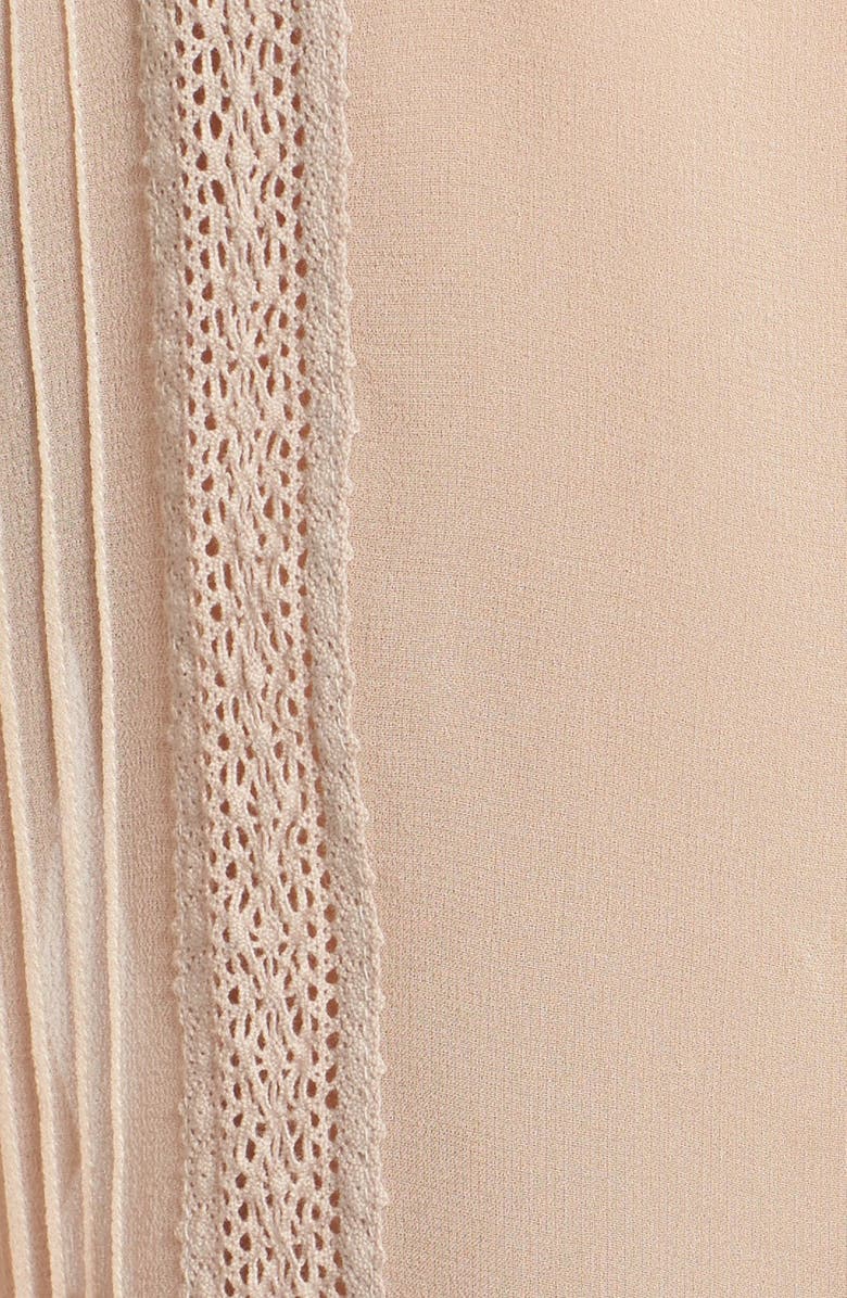 Joie Lace Trim Sleeveless Silk Blouse, Alternate, color, Almond