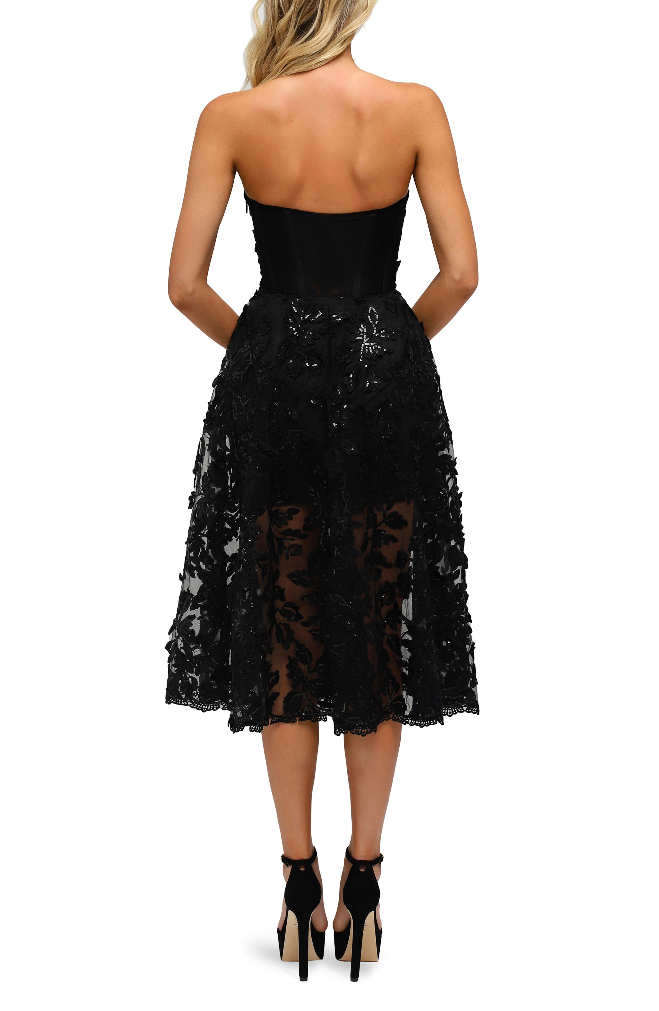 helsi florence strapless a line midi dress Mia Bella The Label Helsi Florence Strapless Midi Dress DR6190 HELSI Florence Sequin Floral Strapless