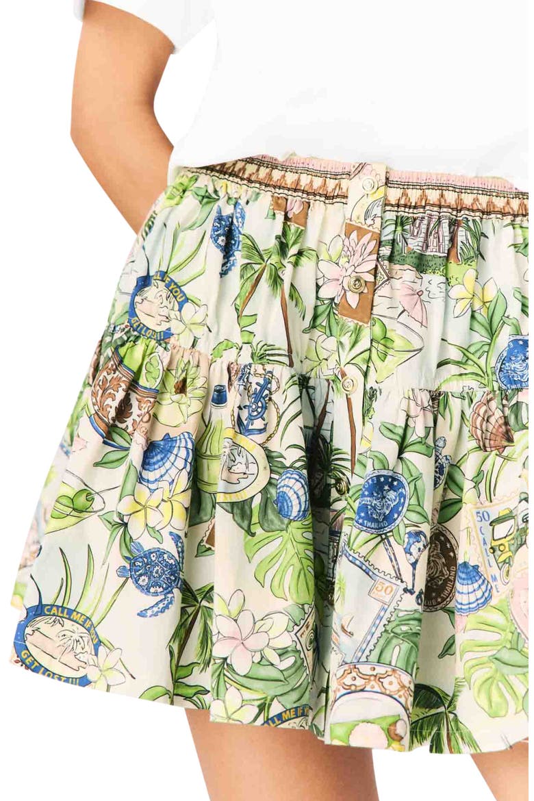 Printed ruffled skirt, Alternate, color, Postcard print
