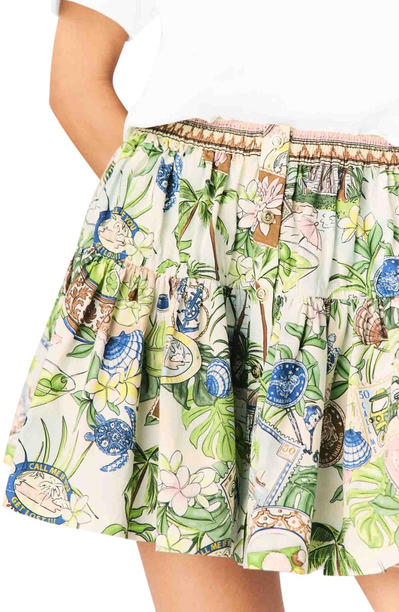 maje Printed ruffled skirt, Alternate, color, Postcard Print