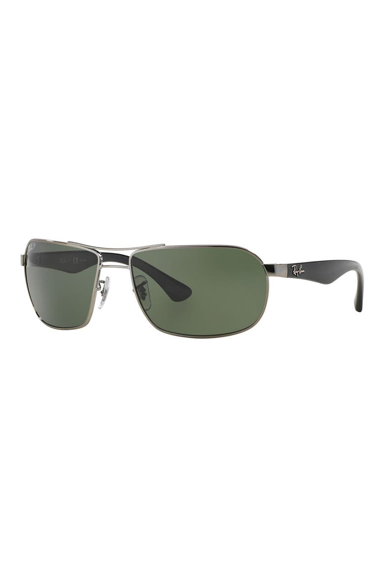 62mm Square Polarized Sunglasses, Alternate, color, GUNMETAL