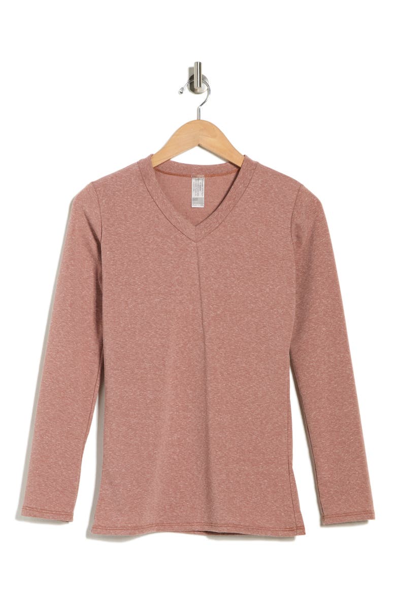 V-Neck Long Sleeve T-Shirt, Alternate, color, BRANDIED MELON