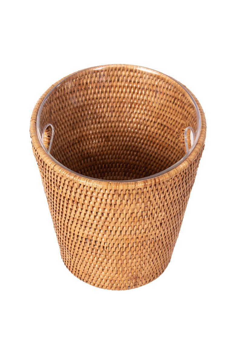 Artifacts Rattan Small Champagne Bucket with Acrylic Insert, Alternate, color, Honey Brown