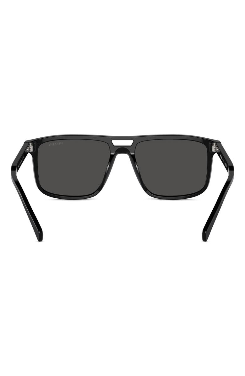 Prada 58mm Rectangular Sunglasses, Alternate, color, Black/ Grey