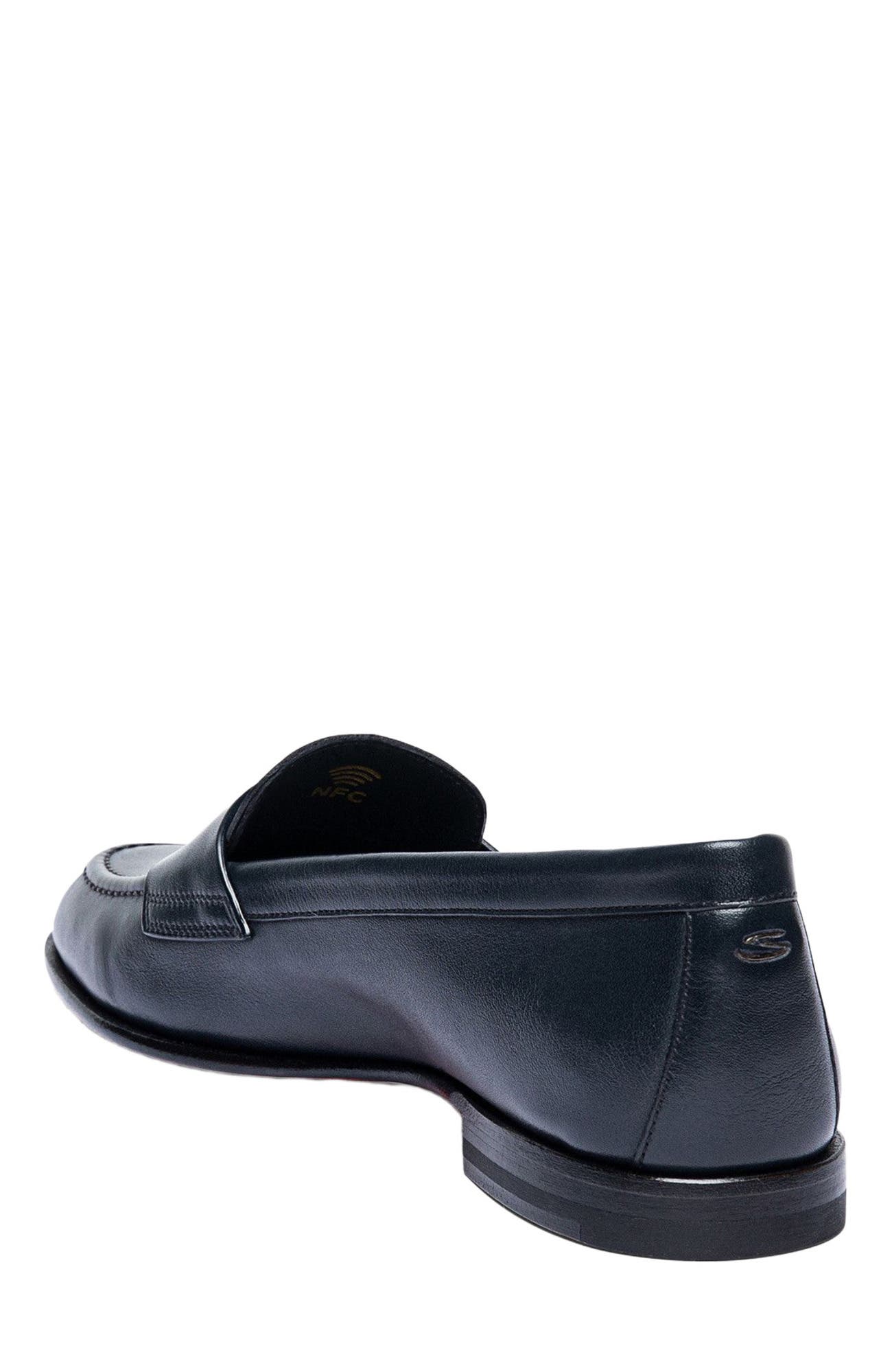 Santoni Leather Penny Loafer, Alternate, color, Blue
