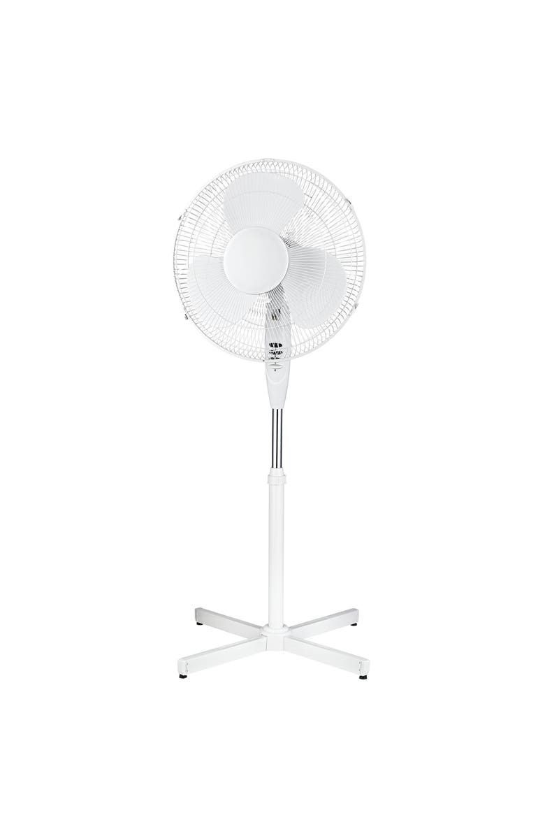 Optimus 16 in. Oscillating Stand Fan, Alternate, color, White
