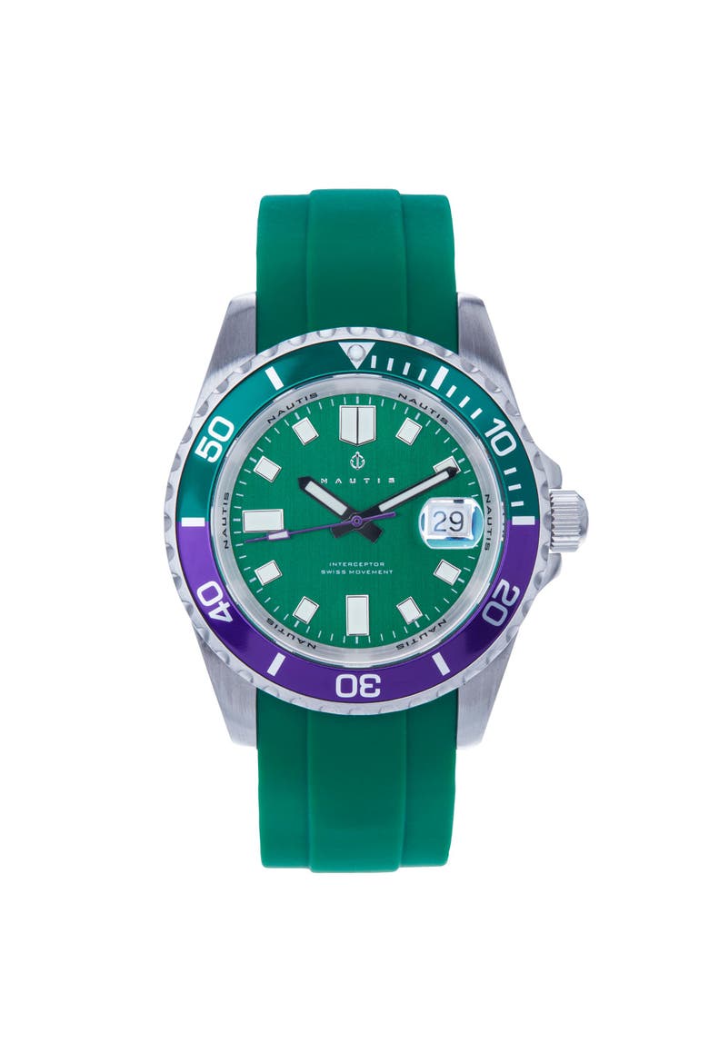 Interceptor Box Set with Interchangable Bands and Date Display, Main, color, Green