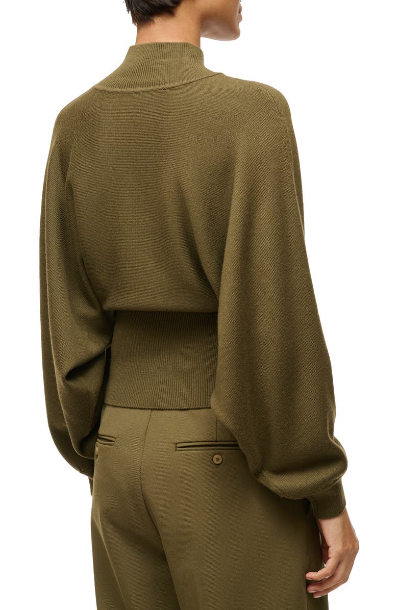 STAUD Bishop Sleeve Wool Mock Neck Sweater, Alternate, color,