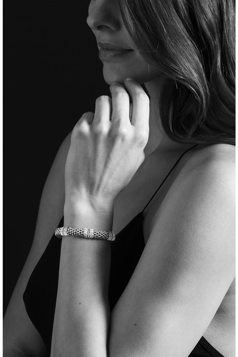 Fluted & Diamond Station Bracelet, Alternate, color, SILVER/ GOLD/ DIAMOND