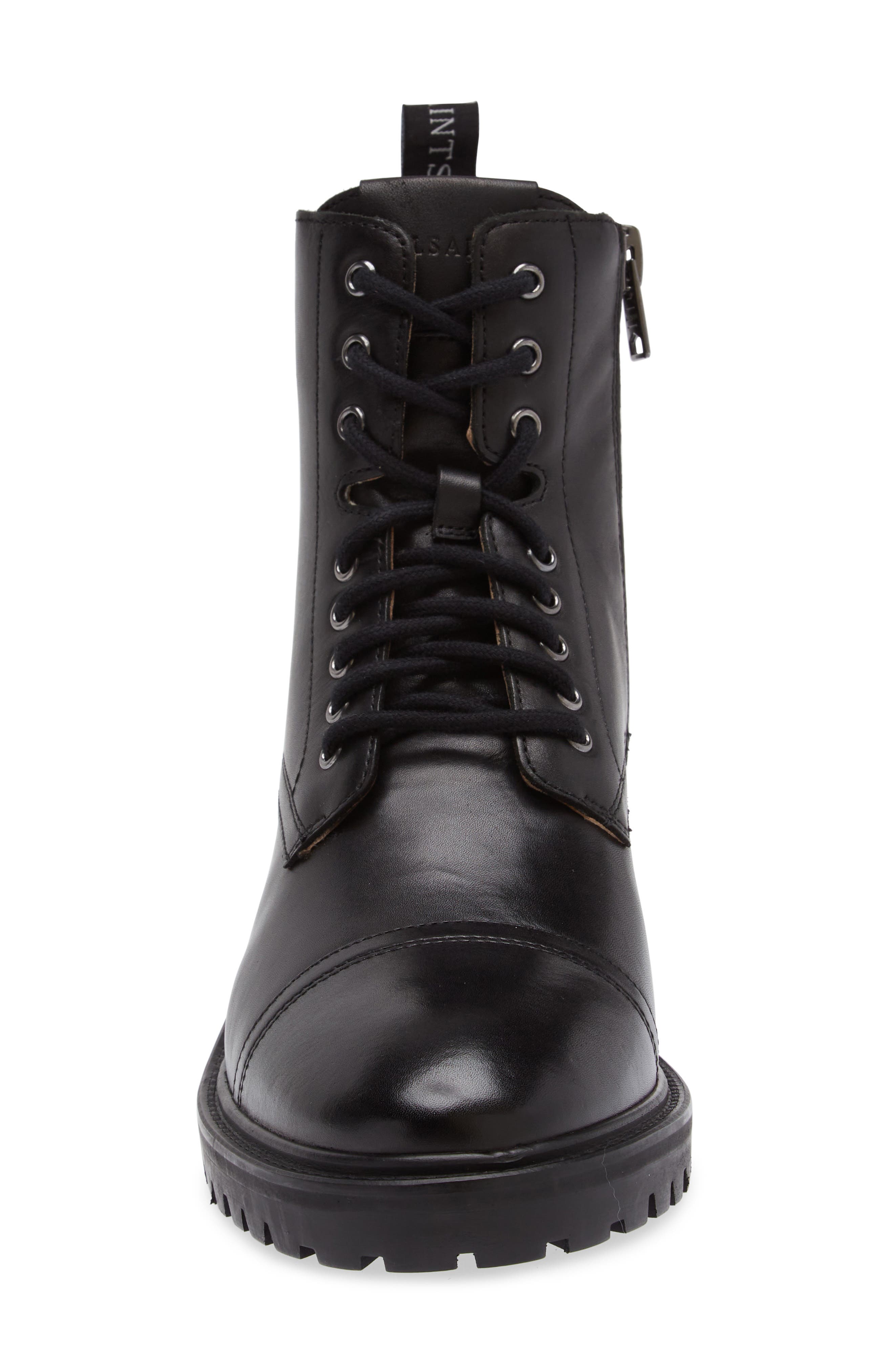 AllSaints Piero Cap Toe Combat Boot, Alternate, color, Black