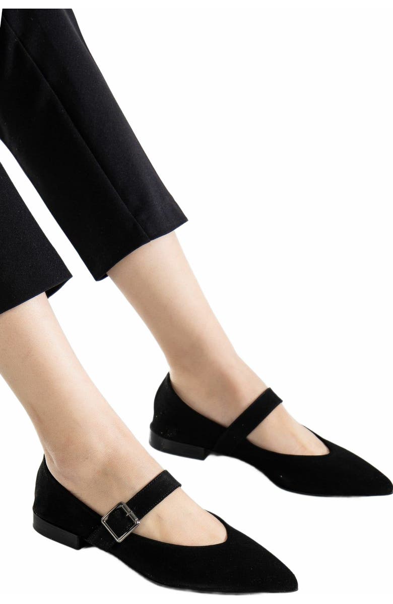 Forever & Always Shoes Willow Leather Mary Jane Flats, Alternate, color, Black Suede Leather