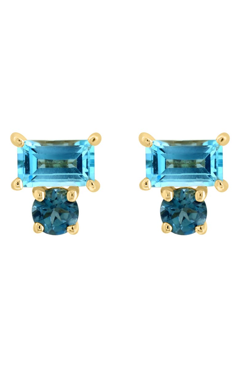 EFFY 14K Gold Londo Blue Topaz & Emerald Stud Earrings, Main, color,