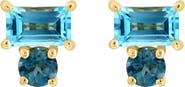 EFFY 14K Gold Londo Blue Topaz & Emerald Stud Earrings