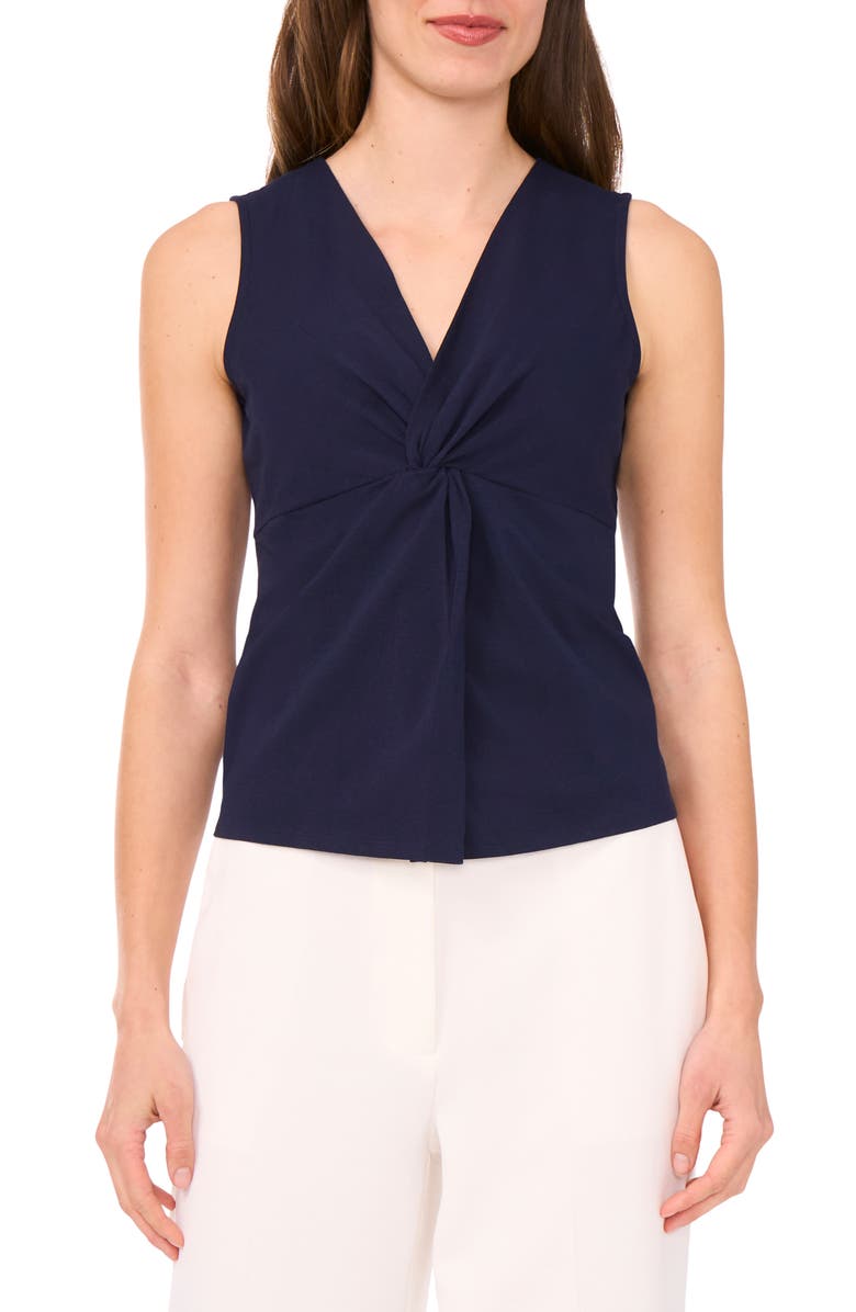 Halogen<sup>®</sup> Twist Front Sleeveless Cotton Knit Top, Main, color, Classic Navy