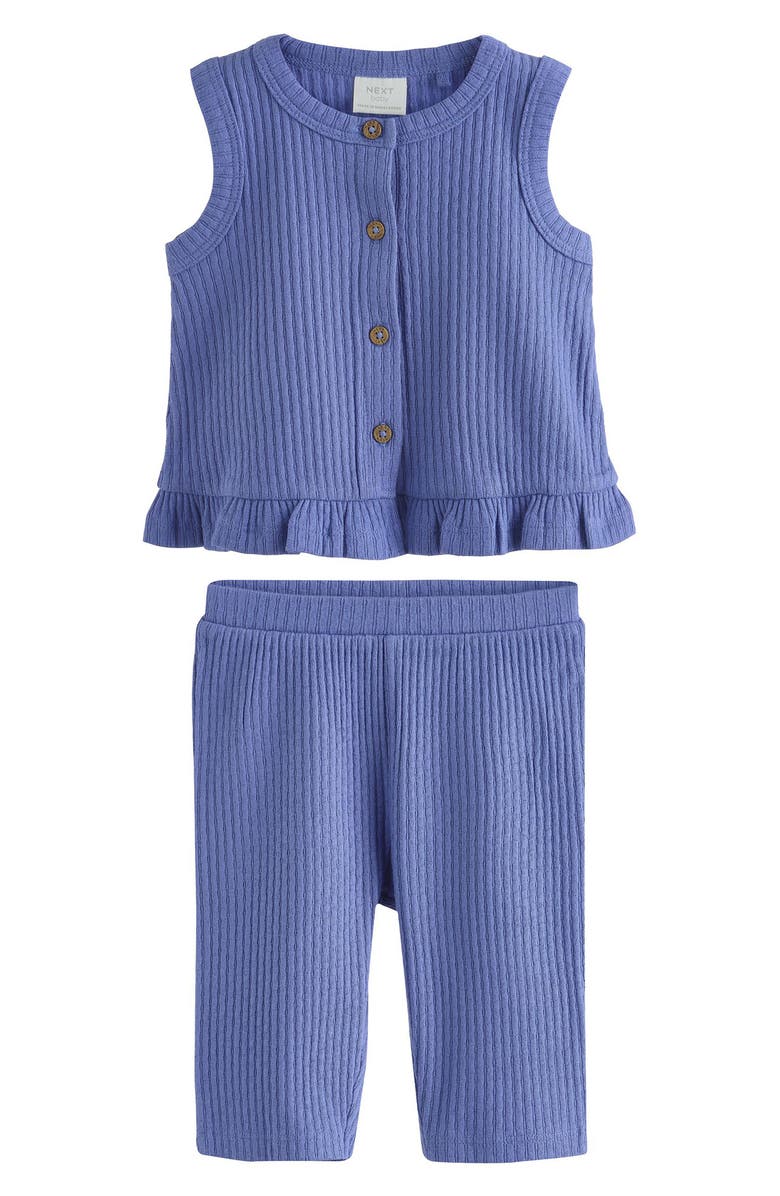 NEXT AOP Ribbed Vest & Pants Set, Main, color, Blue