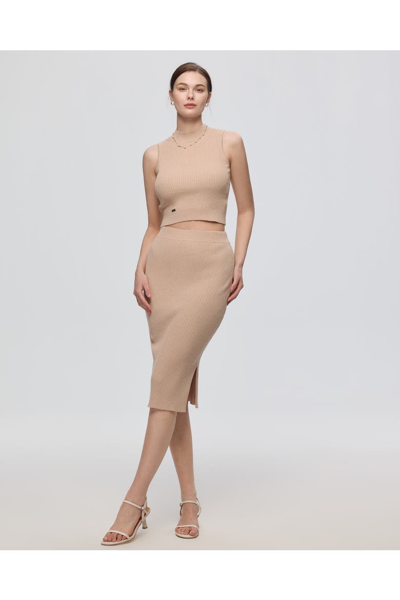 Sera Rib Knit Skirt, Alternate, color, Tan
