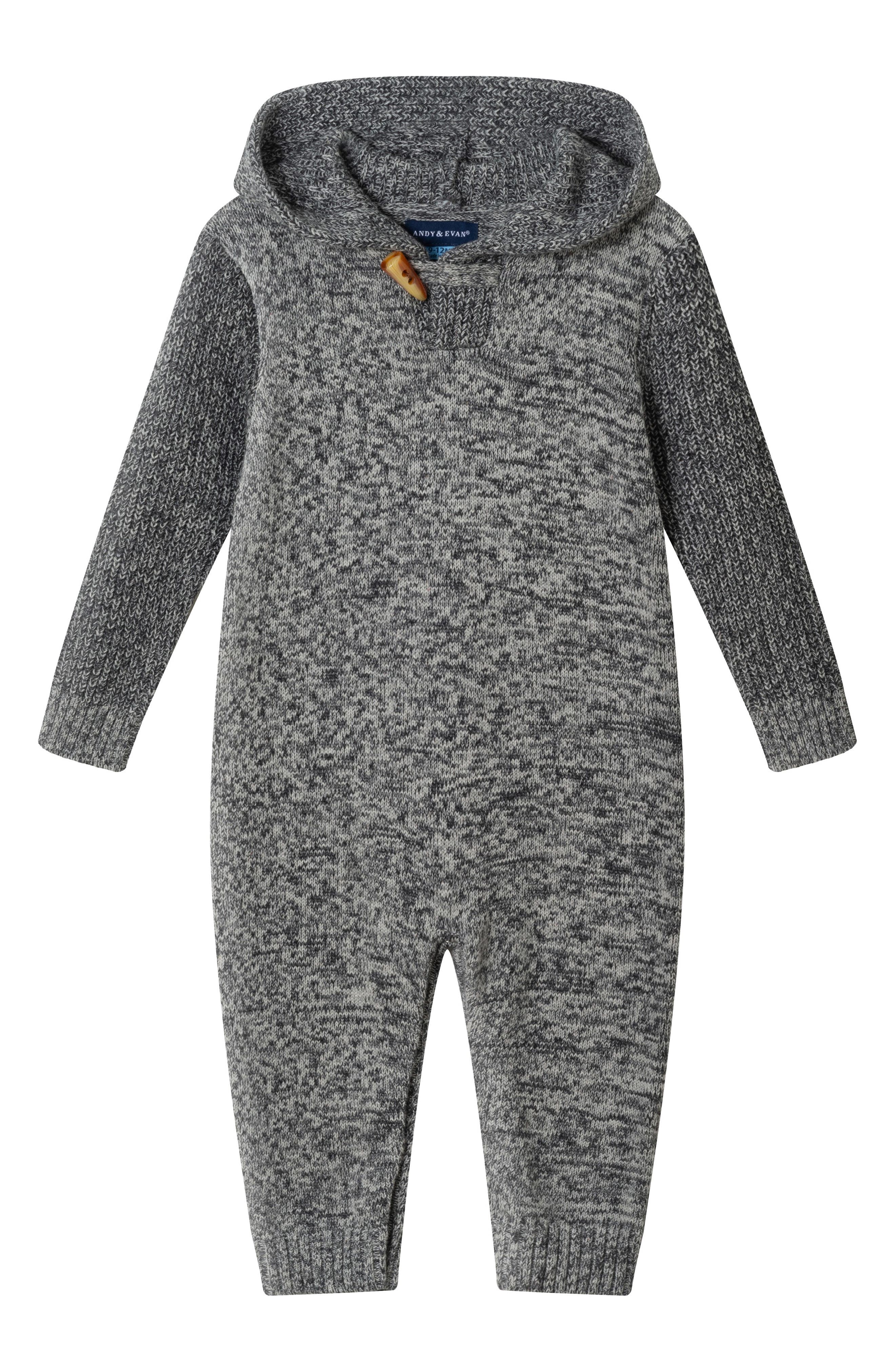 Andy & Evan Hooded Cotton Sweater Romper